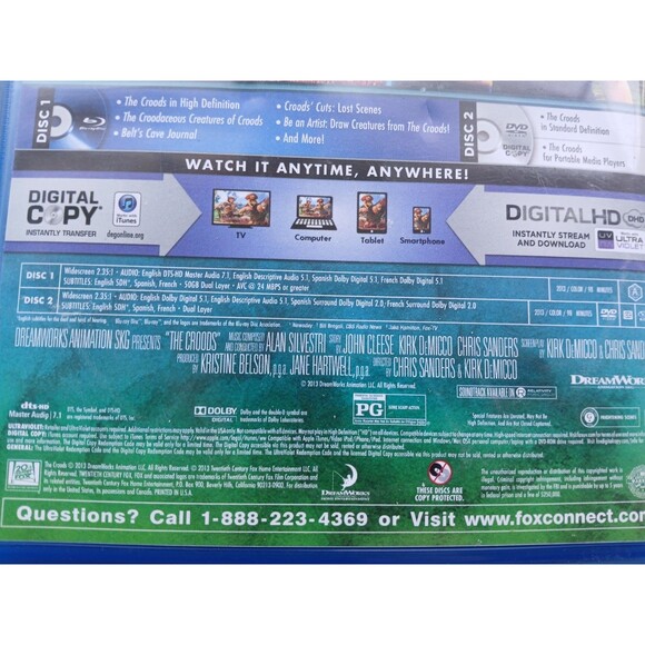 DreamWorks - The Croods (Blu-ray / DVD + Digital Copy) DVDs 2013 Rated PG UV - Picture 15 of 15